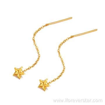 Snowflake Shaped 18K Solid Gold Earring Jewelry